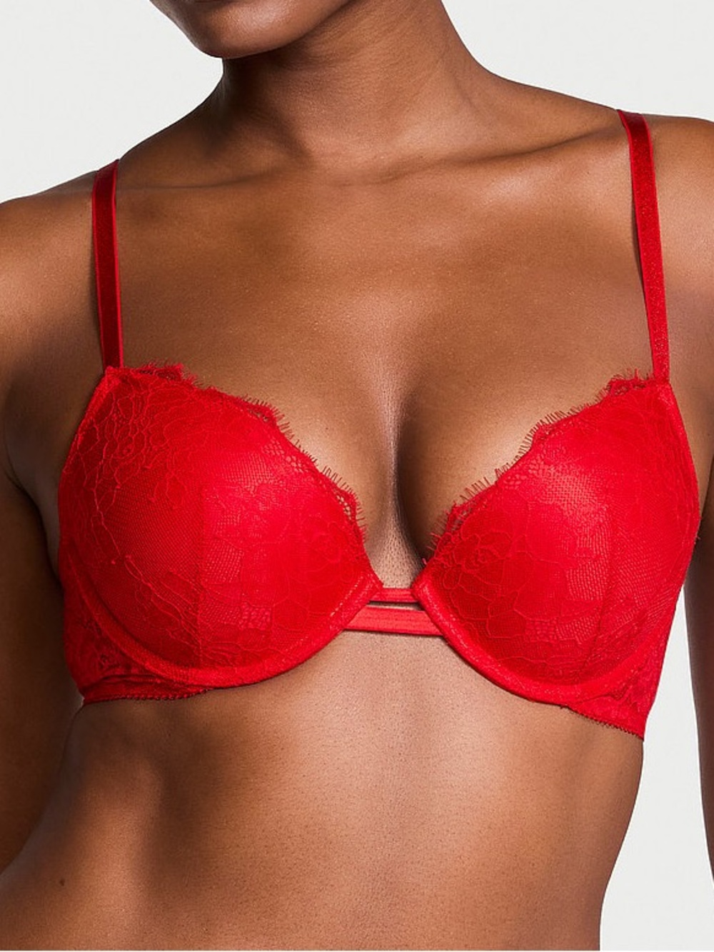 Victoria’s Secret Rose Push-Up Bra - Lace - Lipstick Red